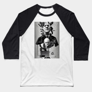 Black and White Cyberpunk Aleister Crowley The Great Beast of Thelema painted in a Surrealist and Impressionist style Baseball T-Shirt